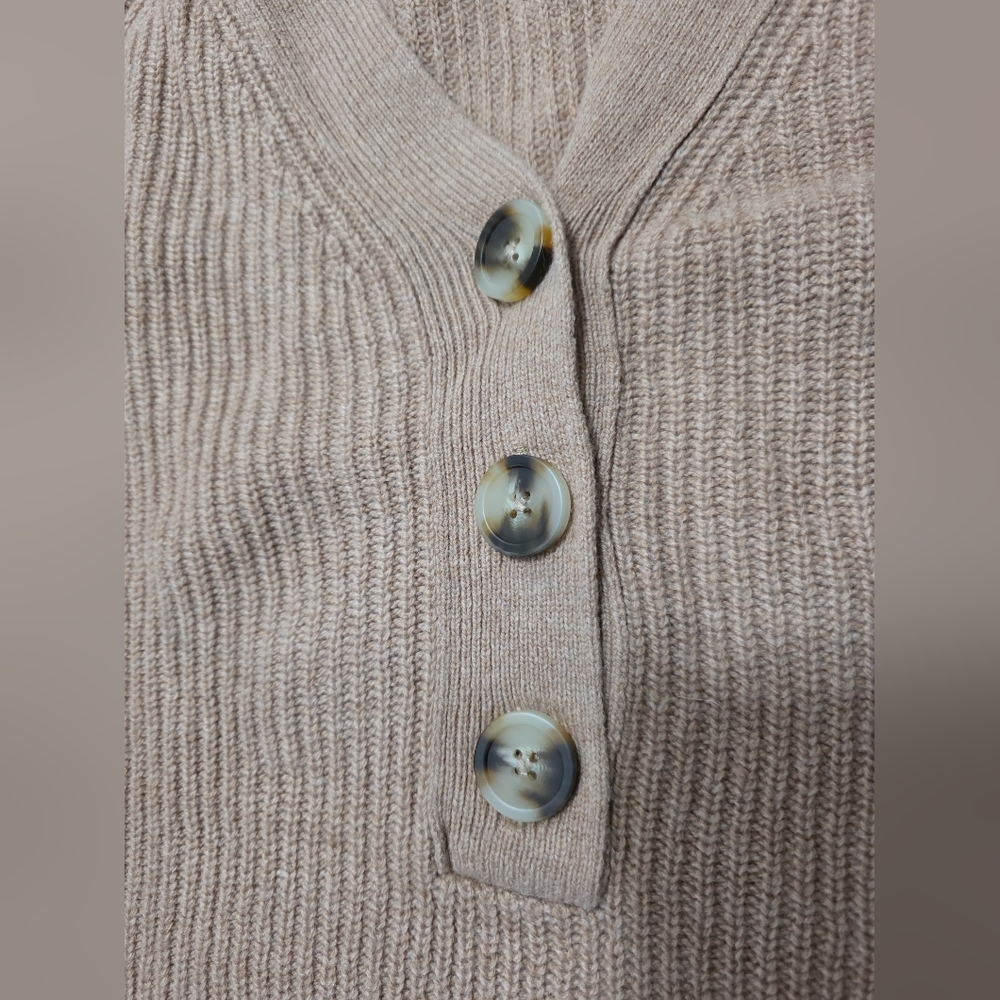 MADEWELL Granola Women's Merino Wool Knit Tan Sweater Boho Classy - Picture 4 of 12